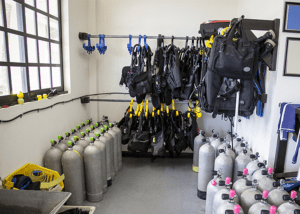 Heavy-duty hangers for scuba gear