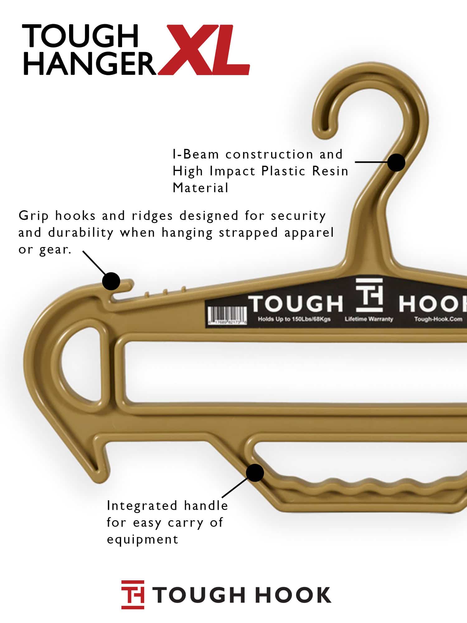 The bigger and tougher Tough Hanger XL by Tough Hook | Tough Hanger XL - 2 Pack Hanger Set