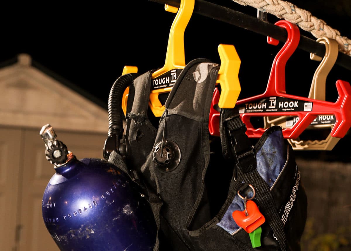 Scuba Gear Hanger » Easy Carry 200 Lbs+ » Tough Hook Hangers