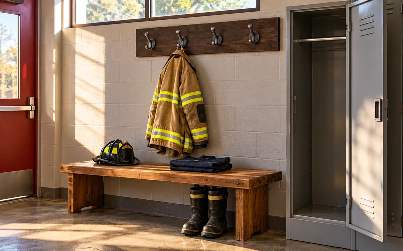 First Responder Gear Hanger Built for Firehouse Storage | Heavy Duty Hangers by Tough Hook Firehouse Coat Rack
