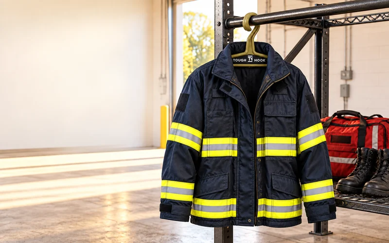 First Responder Gear Hanger Built for Firehouse Storage | Heavy Duty Hangers by Tough Hook Ready to Hang Your Gear the Right Way