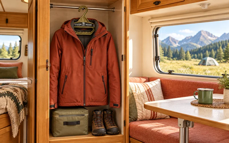 Built to Move: The Best Hanger for Road Trips, Van Life, and Camping Setups | Heavy Duty Hangers by Tough Hook Camper and Caravan Hangers for Coats