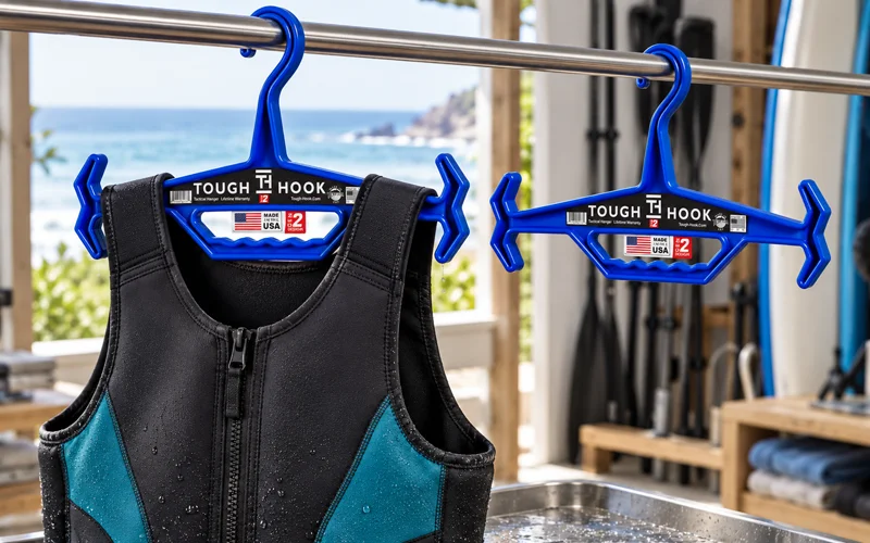 Drip-Free and Damage-Free: The Best Hangers for Drying Wetsuits, Dry Suits, and Paddling Gear | Heavy Duty Hangers by Tough Hook Superiority of Specialized Drying Hangers