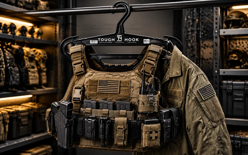 Holding a Vest, Duty Belt, and Uniform on One Hanger