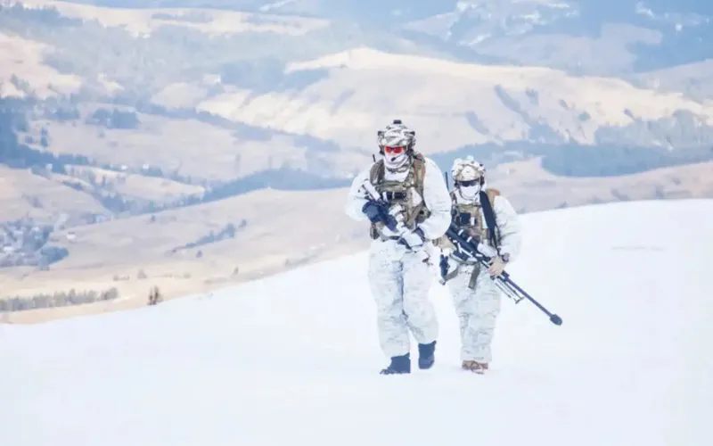 Tactical hoodie layered as part of a winter clothing system