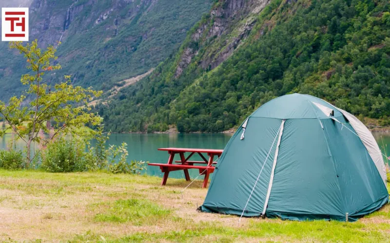 Tent and sleeping bag packed for off-season storage
