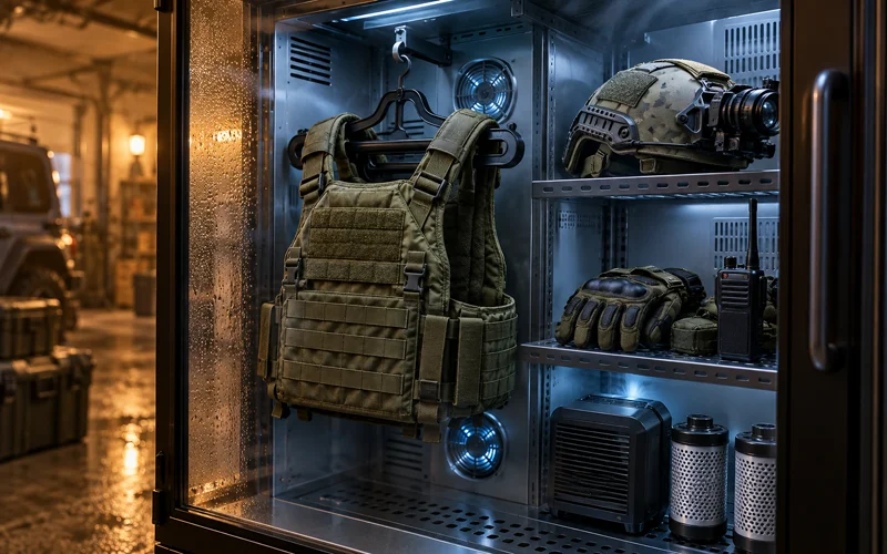 Tactical Gear Storage: Ideas, Setups, and Gear Room Builds | Heavy Duty Hangers by Tough Hook Climate-Controlled Tactical Gear Cabinet