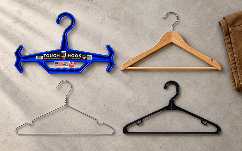 Heavy Duty Hangers for Workwear: Built to Last | Heavy Duty Hangers by Tough Hook Hanger Materials Compared Side by Side