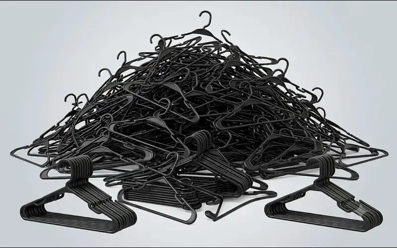 Standard hangers holding lightweight everyday shirts and blouses