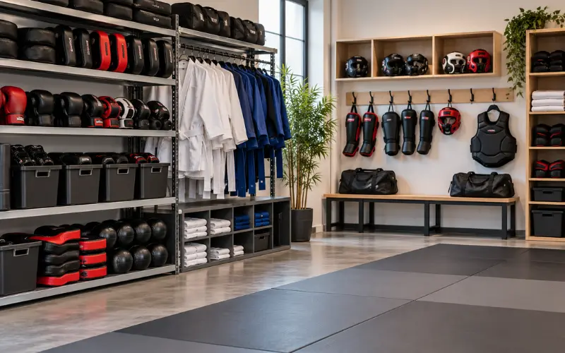 Organized Dojo and Gym Storage Area