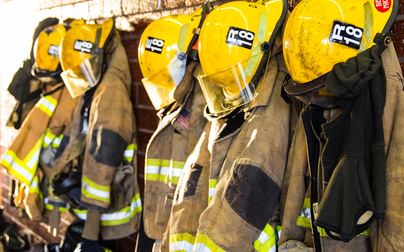 The Weight-Bearing Champions of Commercial Laundry | Heavy Duty Hangers by Tough Hook Firefighter turnout coats on heavy-duty hangers in a fire station gear room
